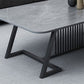 Rectangle Stone Top Coffee Table with Black Metal Trestle Base Clearhalo 'Coffee & Accent Tables' 'Coffee Tables' 'coffee_tables' 'furn' 'furn_coffee_tables' 'Furniture' 'Living Room Furniture' 6084380