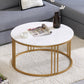 Glam Style White Round Coffee Table with Marble Top and Iron Frame Base Clearhalo 'Coffee & Accent Tables' 'Coffee Tables' 'coffee_tables' 'furn' 'furn_coffee_tables' 'Furniture' 'Living Room Furniture' 6084389