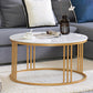 Glam Style White Round Coffee Table with Marble Top and Iron Frame Base Clearhalo 'Coffee & Accent Tables' 'Coffee Tables' 'coffee_tables' 'furn' 'furn_coffee_tables' 'Furniture' 'Living Room Furniture' 6084392