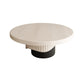 Round Sold Wooden Coffee Table with One Leg Base for Living Room