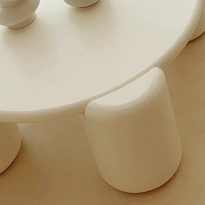 Scandinavian Round Wood Coffee Table with 4 Legs Coffee Table in White Clearhalo 'Coffee & Accent Tables' 'Coffee Tables' 'coffee_tables' 'furn' 'furn_coffee_tables' 'Furniture' 'Living Room Furniture' 6084434