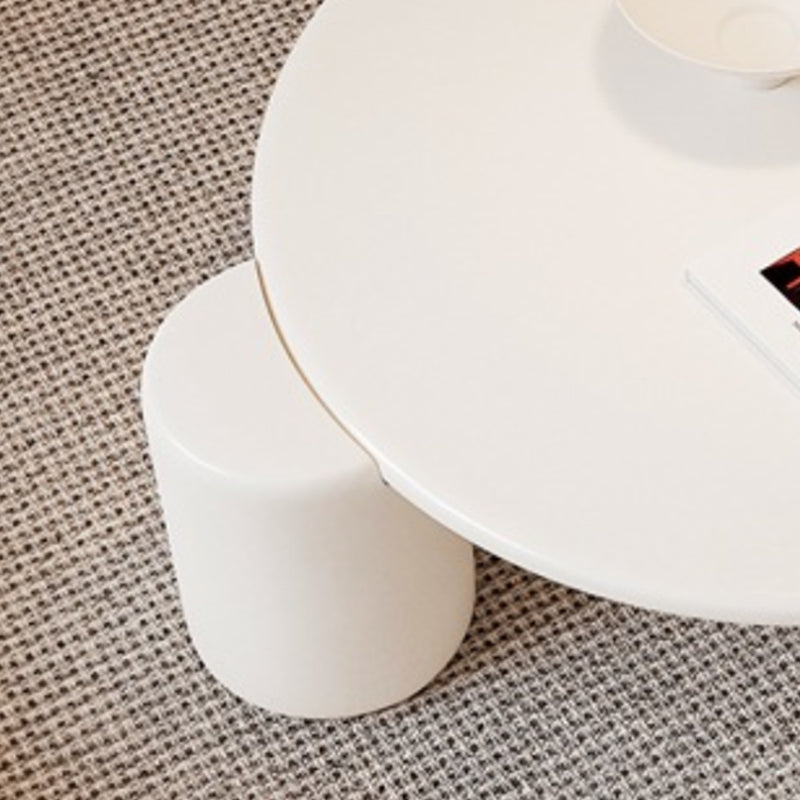 Scandinavian Round Wood Coffee Table with 4 Legs Coffee Table in White Clearhalo 'Coffee & Accent Tables' 'Coffee Tables' 'coffee_tables' 'furn' 'furn_coffee_tables' 'Furniture' 'Living Room Furniture' 6084435
