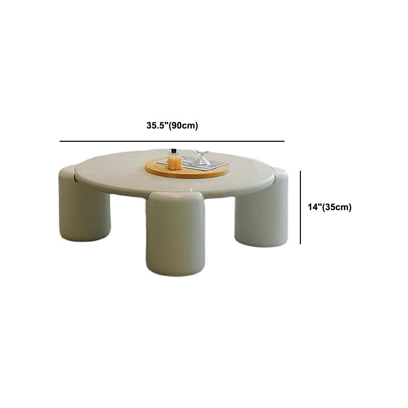 Scandinavian Round Wood Coffee Table with 4 Legs Coffee Table in White Clearhalo 'Coffee & Accent Tables' 'Coffee Tables' 'coffee_tables' 'furn' 'furn_coffee_tables' 'Furniture' 'Living Room Furniture' 6084439