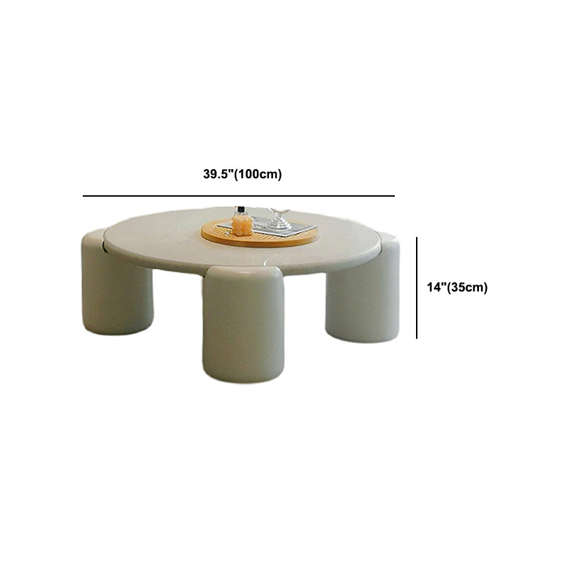 Scandinavian Round Wood Coffee Table with 4 Legs Coffee Table in White Clearhalo 'Coffee & Accent Tables' 'Coffee Tables' 'coffee_tables' 'furn' 'furn_coffee_tables' 'Furniture' 'Living Room Furniture' 6084440