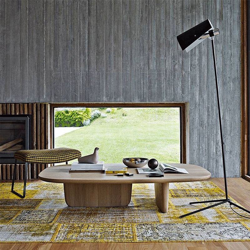 Solid Wood Coffee Table with 2 Legs and Rectangle Top Scandinavian