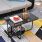 Contemporary Rectangle Glass Top Coffee Table with Shelf and Cross Legs