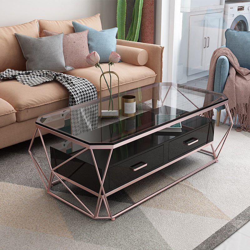 Tavolino contemporaneo con 2 cassetti a cornice singolo tavolino