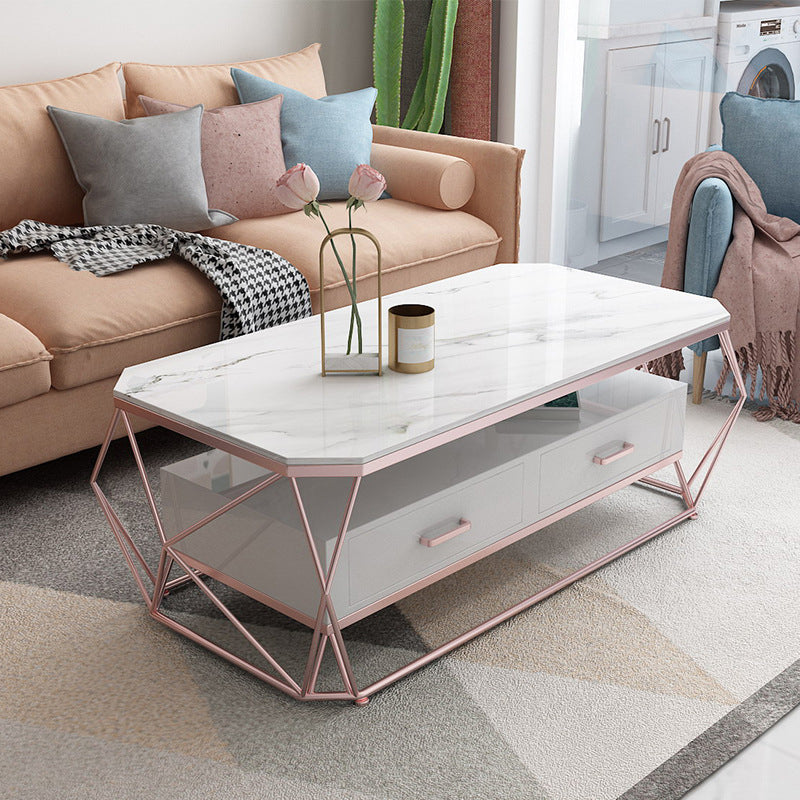 Tavolino contemporaneo con 2 cassetti a cornice singolo tavolino