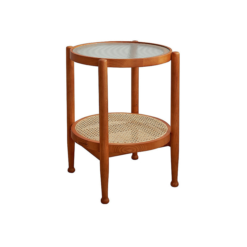 Contemporary 3/4 Legs Wooden with Storage Shelf Coffee Table 19.7"L x 19.7"W x 23.5"H Cherry Wood Clearhalo 'Coffee & Accent Tables' 'Coffee Tables' 'coffee_tables' 'furn' 'furn_coffee_tables' 'Furniture' 'Living Room Furniture' 6084528