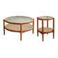 Contemporary 3/4 Legs Wooden with Storage Shelf Coffee Table 35"L x 35"W x 17.7"H + 19.7"L x 19.7"W x 23.5"H Cherry Wood Clearhalo 'Coffee & Accent Tables' 'Coffee Tables' 'coffee_tables' 'furn' 'furn_coffee_tables' 'Furniture' 'Living Room Furniture' 6084531