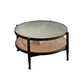 Contemporary 3/4 Legs Wooden with Storage Shelf Coffee Table 35"L x 35"W x 17.7"H Black Clearhalo 'Coffee & Accent Tables' 'Coffee Tables' 'coffee_tables' 'furn' 'furn_coffee_tables' 'Furniture' 'Living Room Furniture' 6084538
