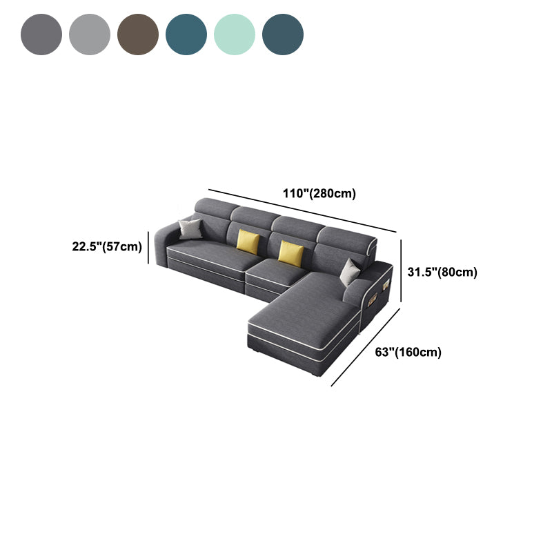 Divano e chaise del braccio quadrato di miscela di cotone per soggiorno con deposito