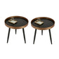 Modern Style Round 3 Legs Side Table Set in Black with Storage