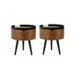 Modern Style Round 3 Legs Side Table Set in Black with Storage