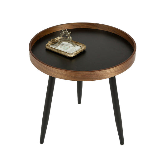 Modern Style Round 3 Legs Side Table Set in Black with Storage