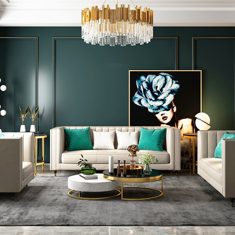 Divano a smoking in pelle genuino di divano standard con schiena contemporanea