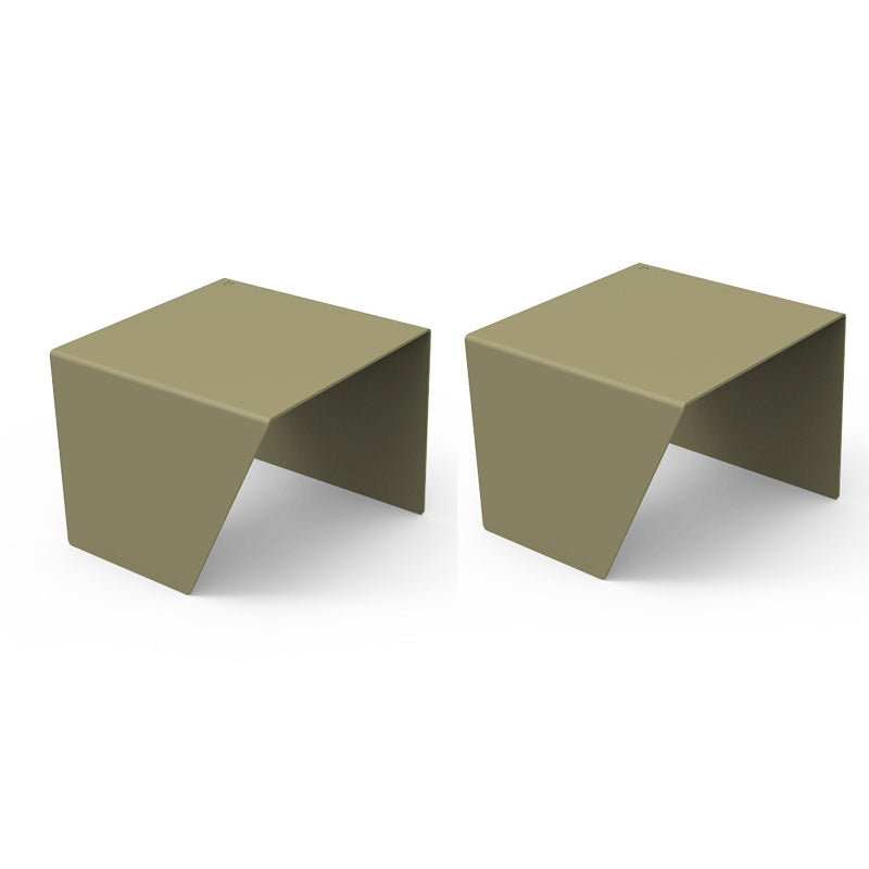 11.8-Inch Tall End Table Sled Metal Geometric Sofa Side Table 14.6"L x 14.6"W x 11.8"H Green 2 Clearhalo 'Coffee & Accent Tables' 'End & Side Tables' 'end_side_tables' 'furn' 'furn_end_side_tables' 'Furniture' 'Living Room Furniture' 6084811