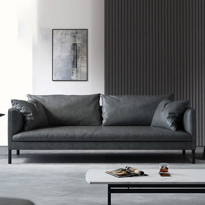 Divano stazionario in pelle grigia/verde divano con smoking a 3 posti con cuscini