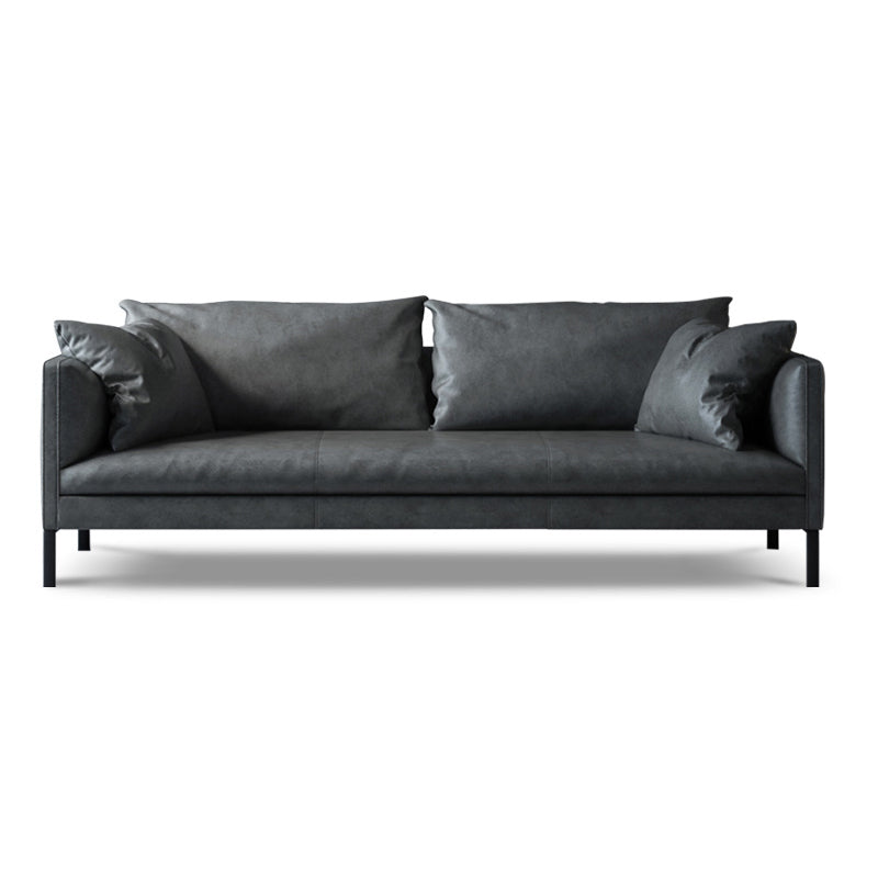 Divano stazionario in pelle grigia/verde divano con smoking a 3 posti con cuscini