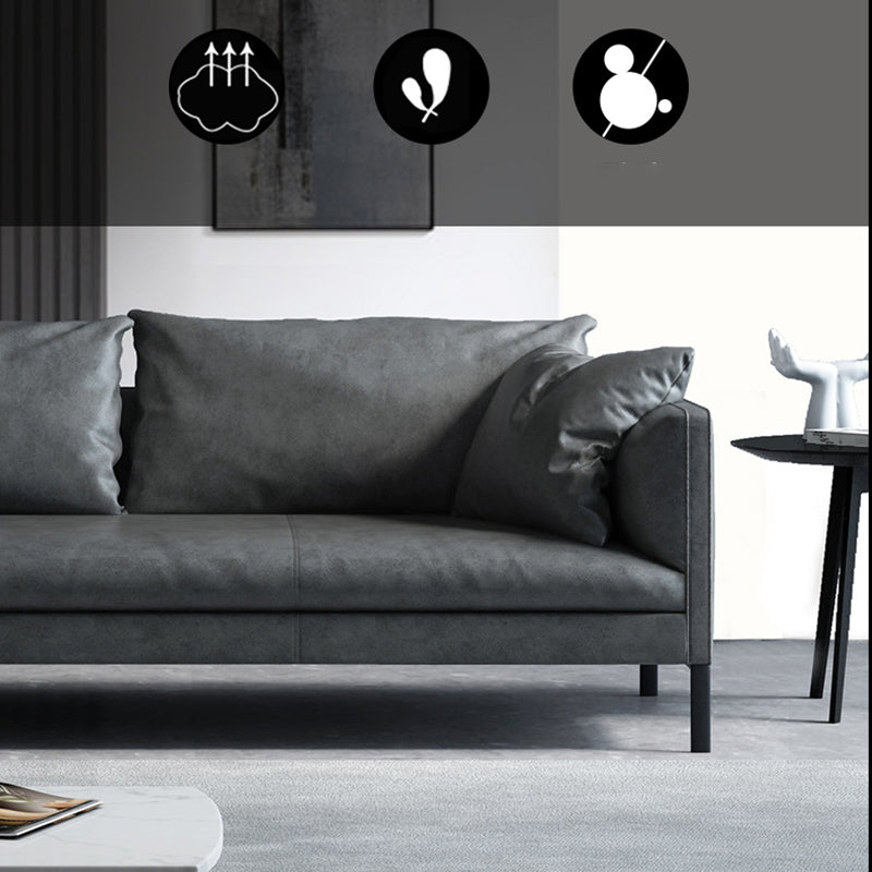 Divano stazionario in pelle grigia/verde divano con smoking a 3 posti con cuscini