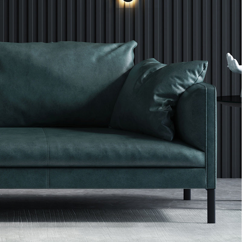 Divano stazionario in pelle grigia/verde divano con smoking a 3 posti con cuscini