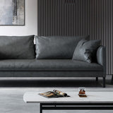 Grau/grünes Leder stationäres Sofa 3-Sitztuxedo Arm Sofa mit Kissen