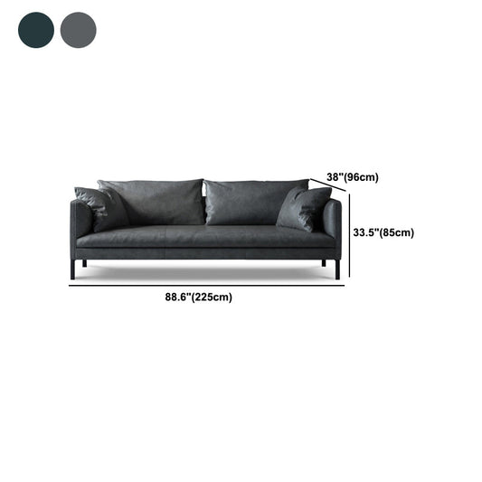 Grau/grünes Leder stationäres Sofa 3-Sitztuxedo Arm Sofa mit Kissen