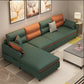 29.52 " H Faux Leather Square Arm Sofa & Chaise for Living Room Green Orange Clearhalo 'furn' 'furn_sectionals' 'Furniture' 'Living Room Furniture' 'Sectionals' 6084845
