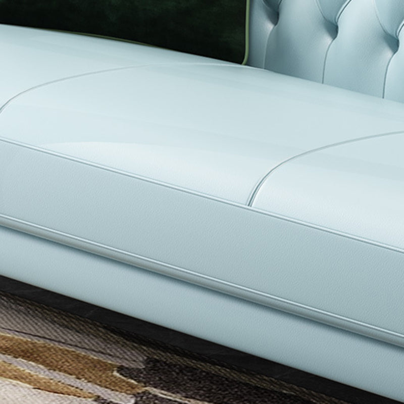 コンテンポラリータフトバックチェスターフィールドの長椅子本物の革の丸いアームソファ