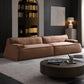 Brown Recessed Arm Sofa Contemporary 3/4-seater Suede Seating