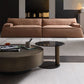 Brown Recessed Arm Sofa Contemporary 3/4-seater Suede Seating