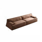 Brown Recessed Arm Sofa Contemporary 3/4-seater Suede Seating