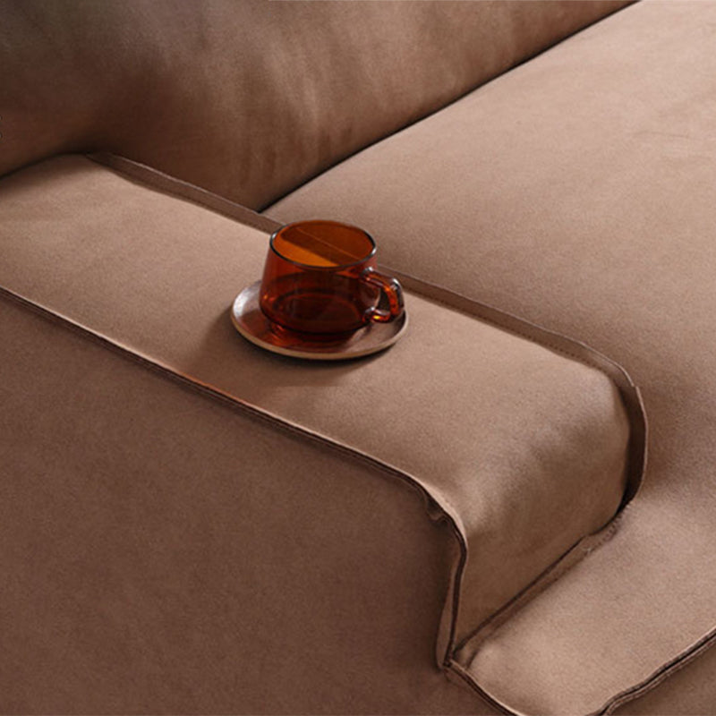 Brown Recessed Arm Sofa Contemporary 3/4-seater Suede Seating