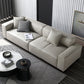 Genuine Leather Square Arm Sofa Contemporary Standard Sofa with 3 Pillows