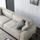 Genuine Leather Square Arm Sofa Contemporary Standard Sofa with 3 Pillows