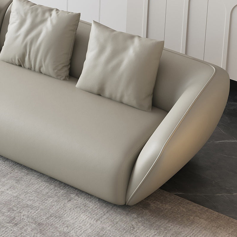 Genuine Leather Sloped Arm Sofa Contemporary Standard Sofa with Pillows Clearhalo 'furn' 'furn_sofas' 'Furniture' 'Living Room Furniture' 'Sofa' 'sofas' 6084953