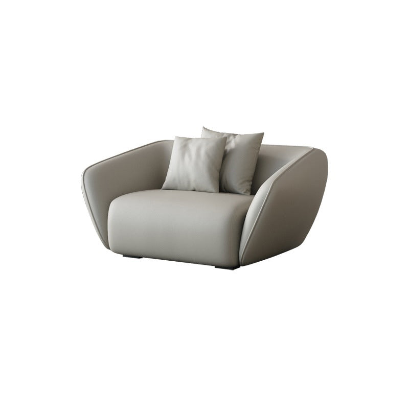 Genuine Leather Sloped Arm Sofa Contemporary Standard Sofa with Pillows 43.3"L x 38.2"W x 28.3"H Clearhalo 'furn' 'furn_sofas' 'Furniture' 'Living Room Furniture' 'Sofa' 'sofas' 6084957