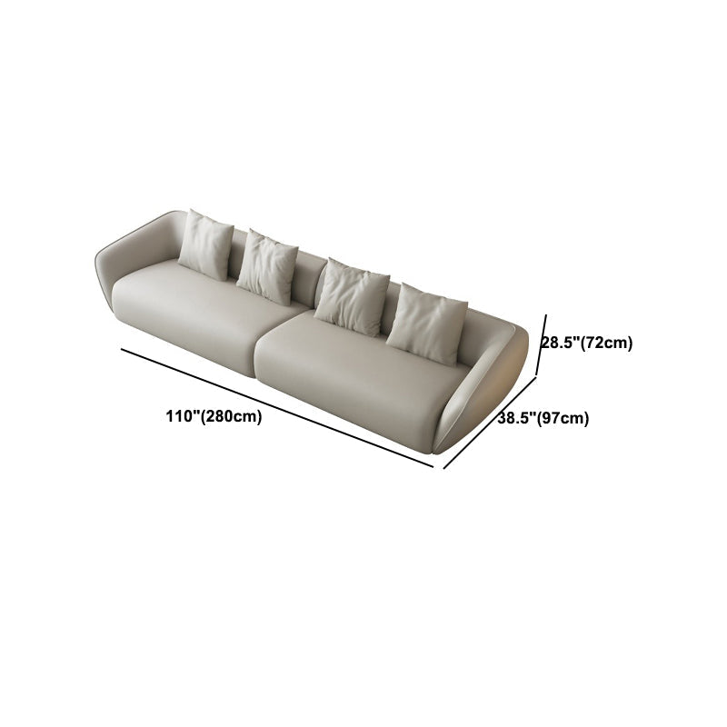 Genuine Leather Sloped Arm Sofa Contemporary Standard Sofa with Pillows Clearhalo 'furn' 'furn_sofas' 'Furniture' 'Living Room Furniture' 'Sofa' 'sofas' 6084968