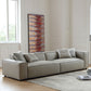 Modern 3/4-seater Leather Sofa Stationary Square Arm Sofa in Gray