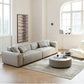 Modern 3/4-seater Leather Sofa Stationary Square Arm Sofa in Gray