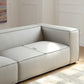 Modern 3/4-seater Leather Sofa Stationary Square Arm Sofa in Gray