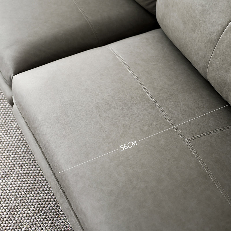 灰色のモダンなフェイクレザーソファステイン耐性タキシードアームソファ