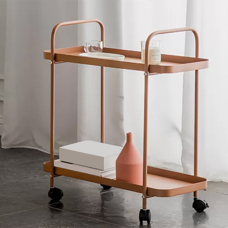 Mesa lateral de mediados de siglo con estantes de metal bandeja geométrica mesa de esquina superior