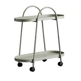 Mesa lateral de mediados de siglo con estantes de metal bandeja geométrica mesa de esquina superior