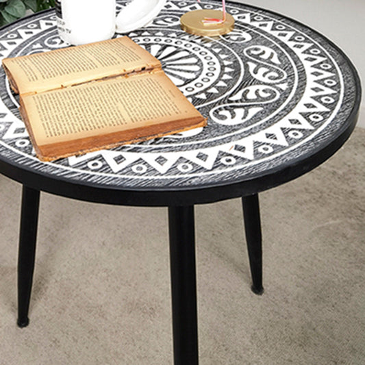 Solid Wood Round Side End Table Rustic 3 Legs End Slide Table