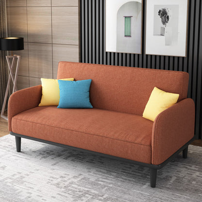 31.5" H Contemporary Cotton Blend Square Arm Convertible Sofa Red Brown Clearhalo 'furn' 'furn_sofas' 'Furniture' 'Living Room Furniture' 'Sofa' 'sofas' 6085145