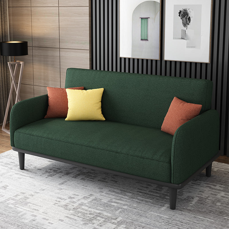 31.5" H Contemporary Cotton Blend Square Arm Convertible Sofa Blackish Green Clearhalo 'furn' 'furn_sofas' 'Furniture' 'Living Room Furniture' 'Sofa' 'sofas' 6085146