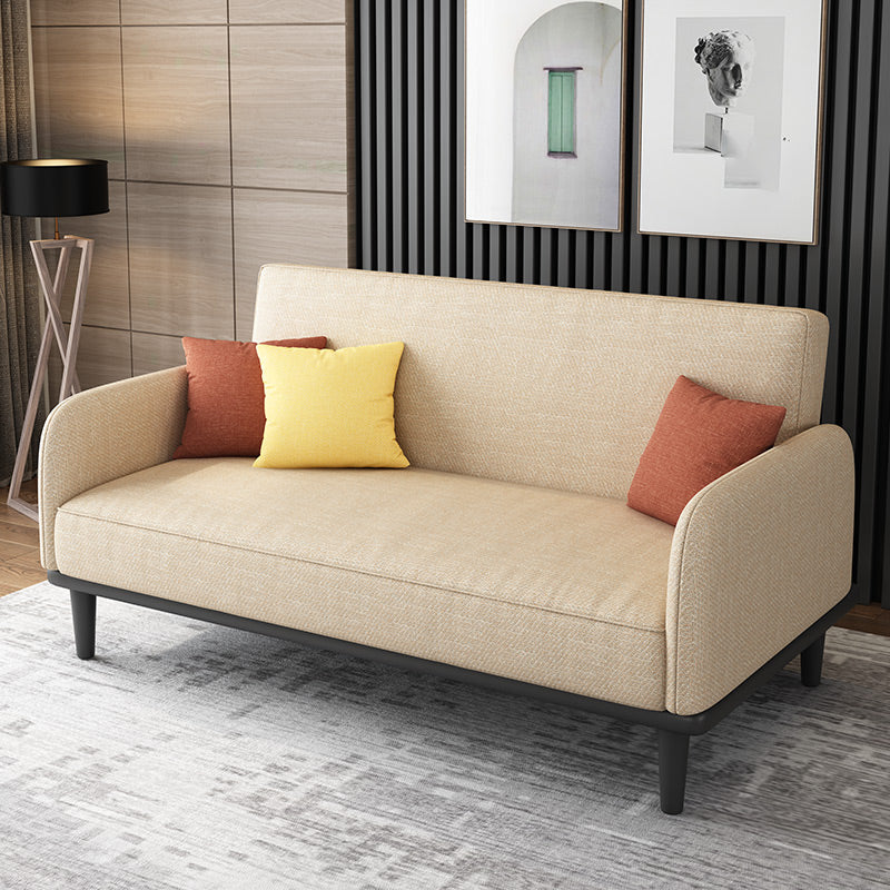 31.5" H Contemporary Cotton Blend Square Arm Convertible Sofa Off-White Clearhalo 'furn' 'furn_sofas' 'Furniture' 'Living Room Furniture' 'Sofa' 'sofas' 6085147