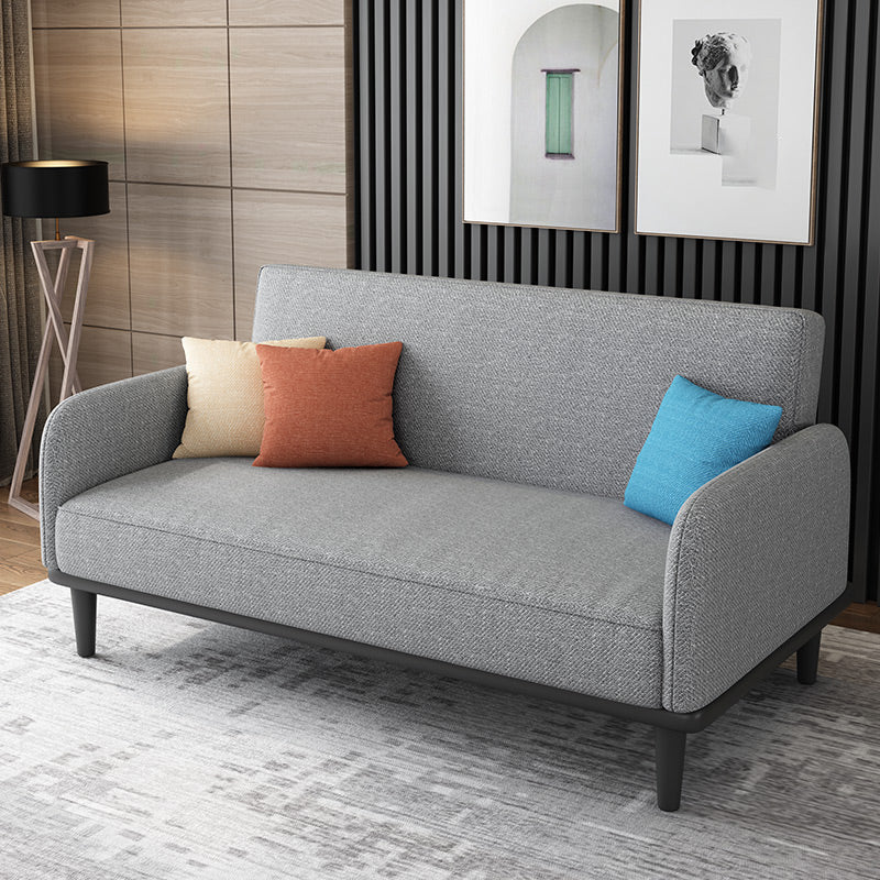 31.5" H Contemporary Cotton Blend Square Arm Convertible Sofa Light Gray Clearhalo 'furn' 'furn_sofas' 'Furniture' 'Living Room Furniture' 'Sofa' 'sofas' 6085148