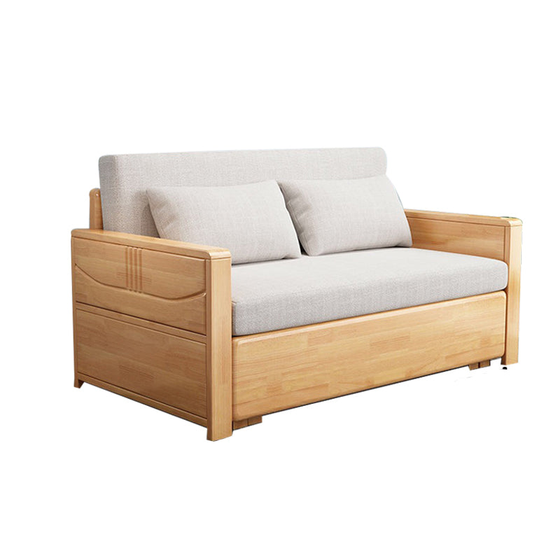 Contemporary 27.55"H Cotton Blend Wood Frame Square Arm Sofa Bed Clearhalo 'furn' 'furn_sofas' 'Furniture' 'Living Room Furniture' 'Sofa' 'sofas' 6085166